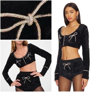 For Love & Lemons “Vivienne” Two-Piece Set — Cardigan M / Shorties L